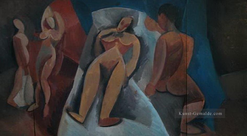 Nude couche avec personnages 1908 kubismus Pablo Picasso Ölgemälde